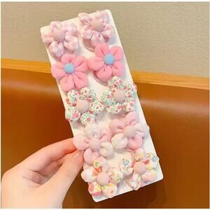 10Pcs Baby Hair Accessories Cute Pink Floral Ponytail Holder Soft Scrunchie